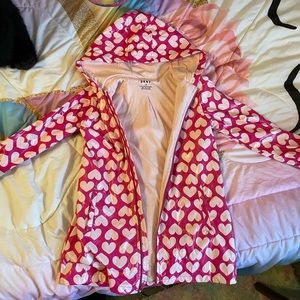 Girls Size 6 DKNY Pink Heart Rain Jacket